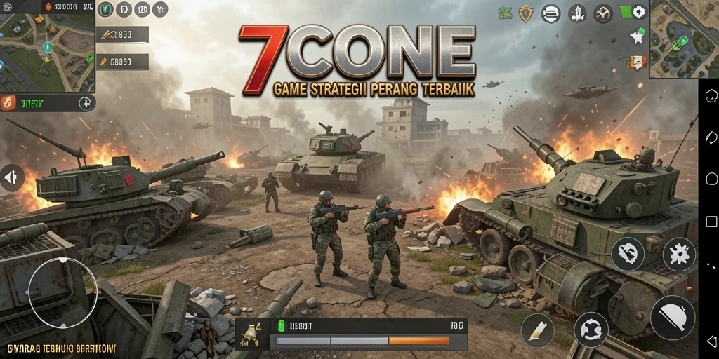 Gameplay seru dan menantang di 7CONE dengan pasukan yang siap berperang.