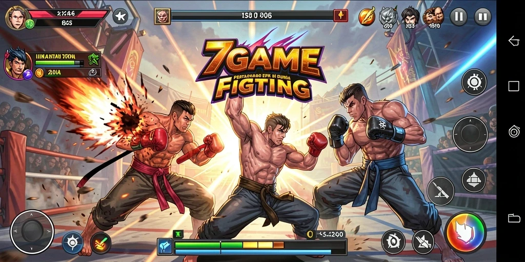 Screenshot menampilkan aksi pertarungan seru dalam 7GAME.