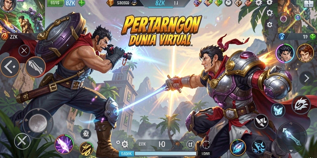 Screenshot gameplay 8ZK yang menunjukkan pertarungan intens dan seru.
