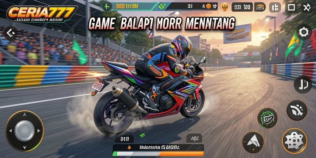 Tangkapan layar CERIA777 menampilkan aksi seru balap motor di trek menantang.