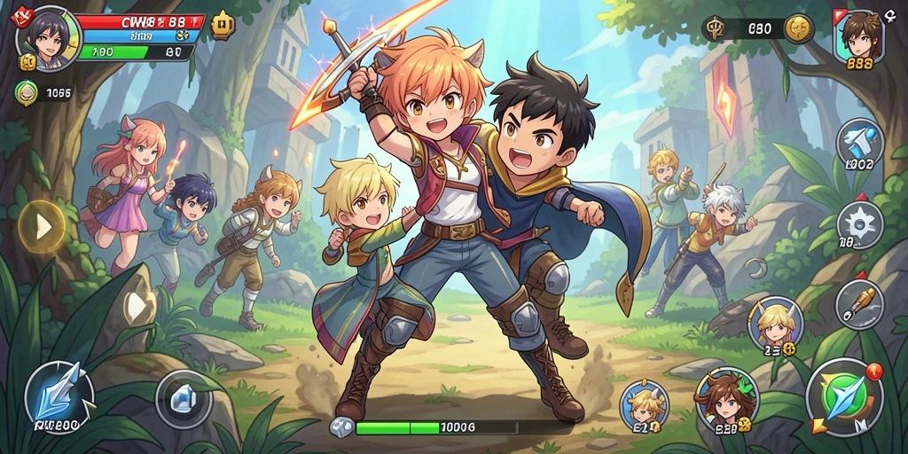 Tampilan gameplay menarik dari CW8888 dengan karakter Anime yang menggemaskan.