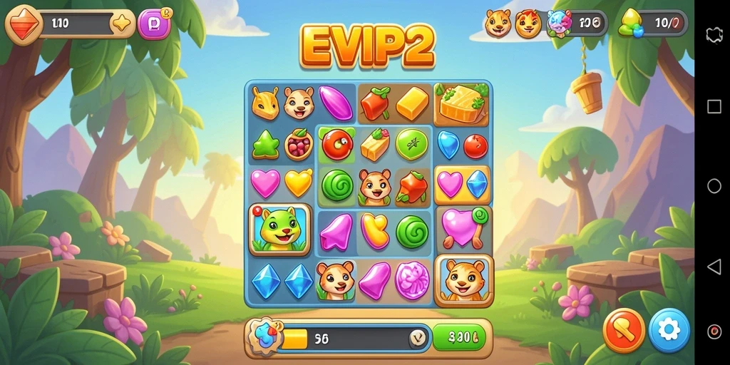 Tampilan gameplay Match-3 yang seru dan menantang di EVIP2.