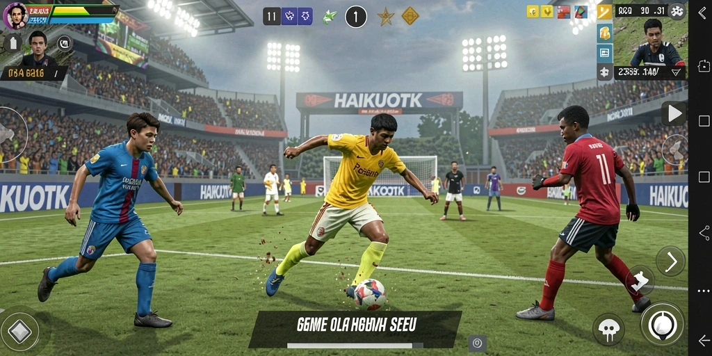 Tampilan gameplay HAIKUOTK dengan aksi olahraga yang seru.