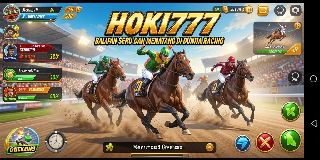 Screenshot utama HOKI777 menampilkan balapan mendebarkan dengan mobil cepat.