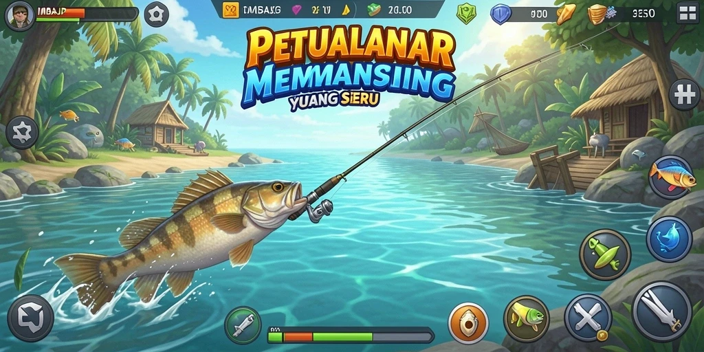 Tampilan gameplay yang mengasyikkan dalam game memancing IMBAJP.