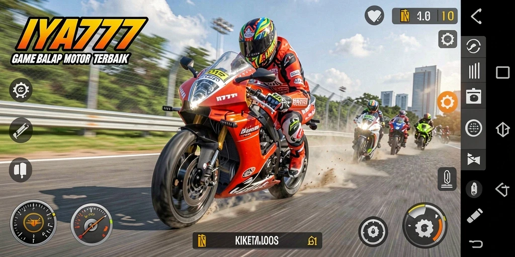 Tampilan gameplay IYA777 dengan serunya balapan motor.