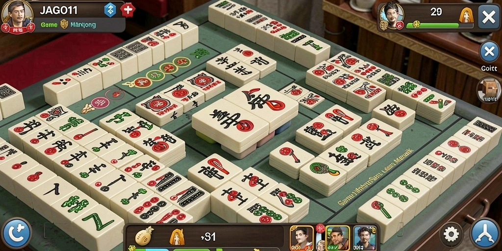 Tampilan gameplay JAGO11 yang seru dalam permainan Mahjong.