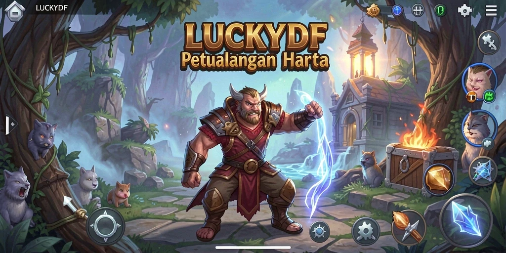 Screenshot gameplay <strong>LUCKYDF</strong> menampilkan petualangan seru dengan grafis yang menarik.