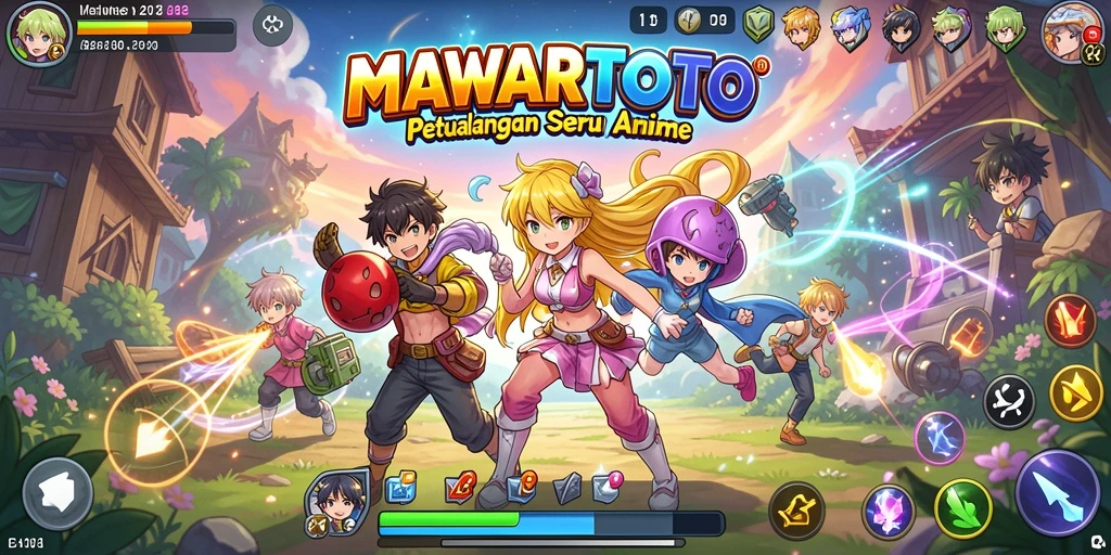 Tangkapan layar utama MAWARTOTO menunjukkan aksi pertarungan epik dalam gaya anime.