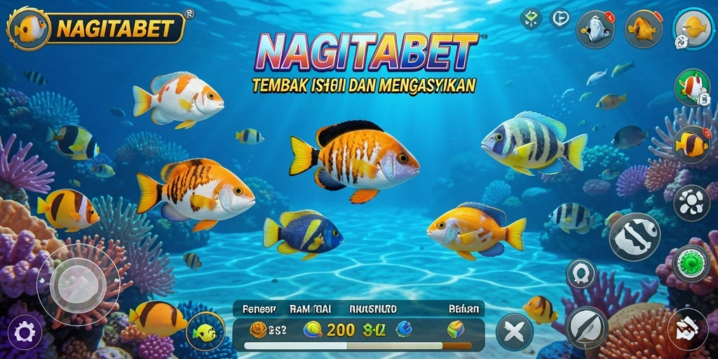 Screenshot NAGITABET menampilkan aksi seru menangkap ikan.