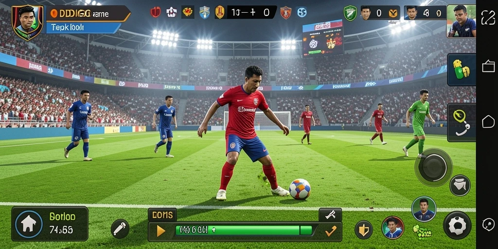 Tampilan gameplay ODDIGO yang mendebarkan dalam aksi sepak bola.