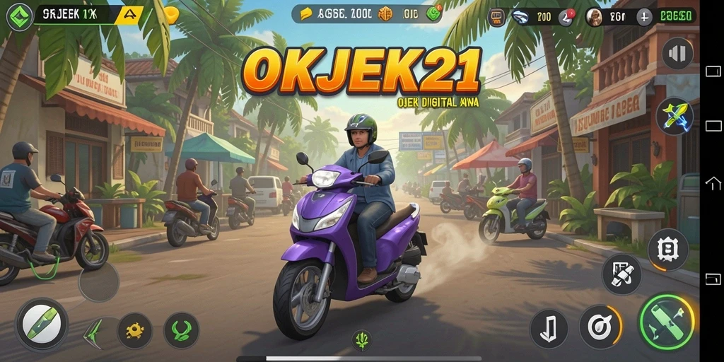 Tangkapan layar utama OKJEK21 menampilkan pengelolaan armada ojek yang dinamis.