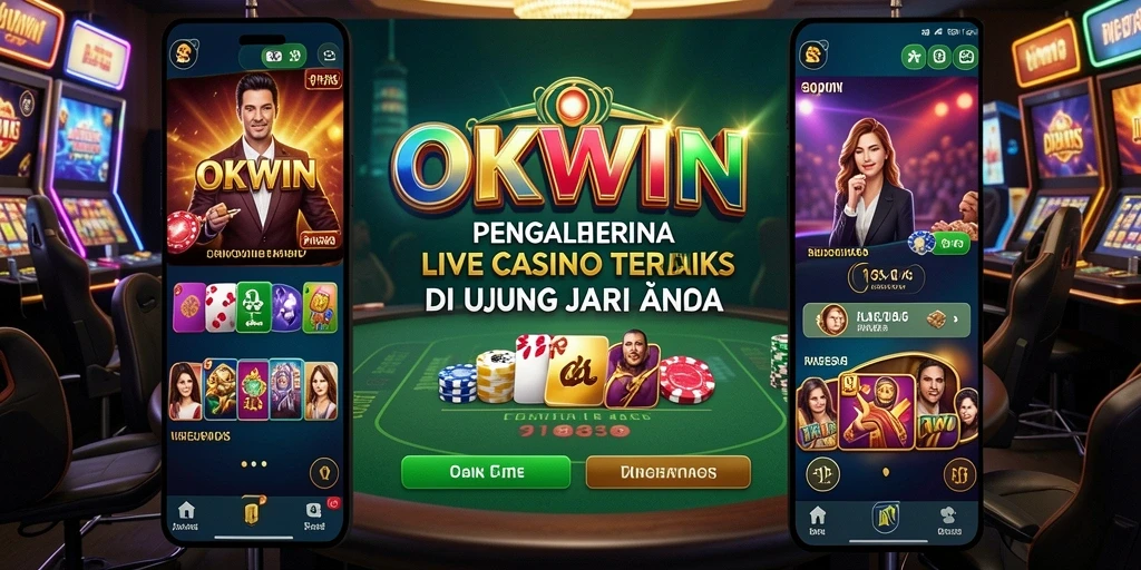 Screenshot OKWIN menampilkan dealer langsung dan gameplay yang mendebarkan.