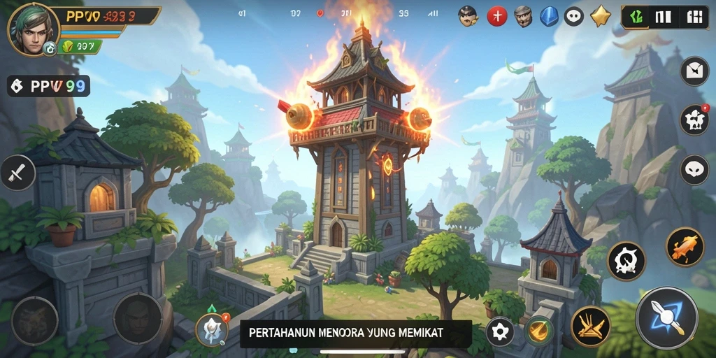 Tampilan gameplay PPV99 yang menarik dalam mempertahankan menara dari serangan musuh.