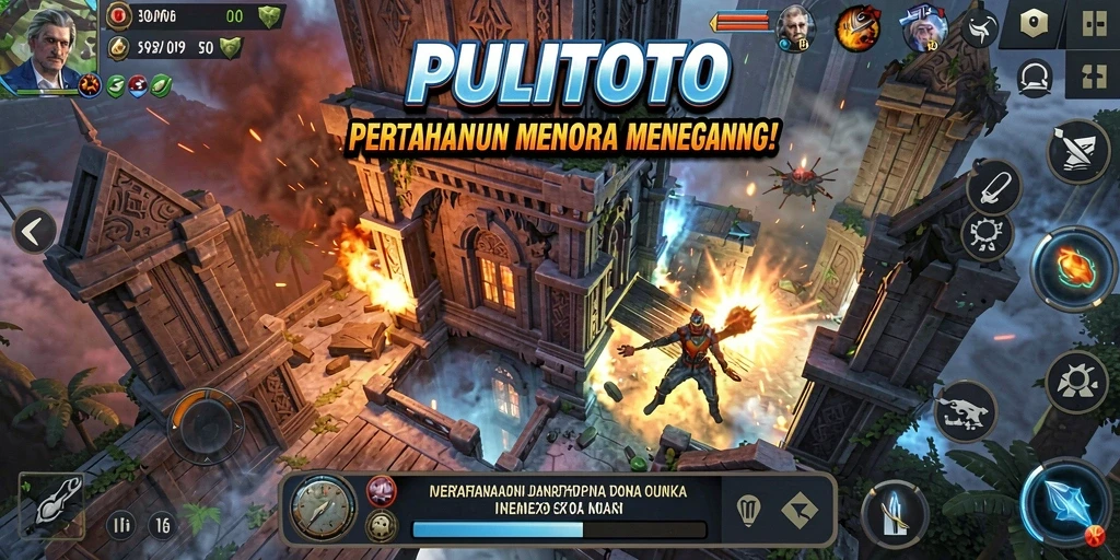 Tampilan gameplay PULITOTO yang menegangkan di saat pertahanan dibangun.