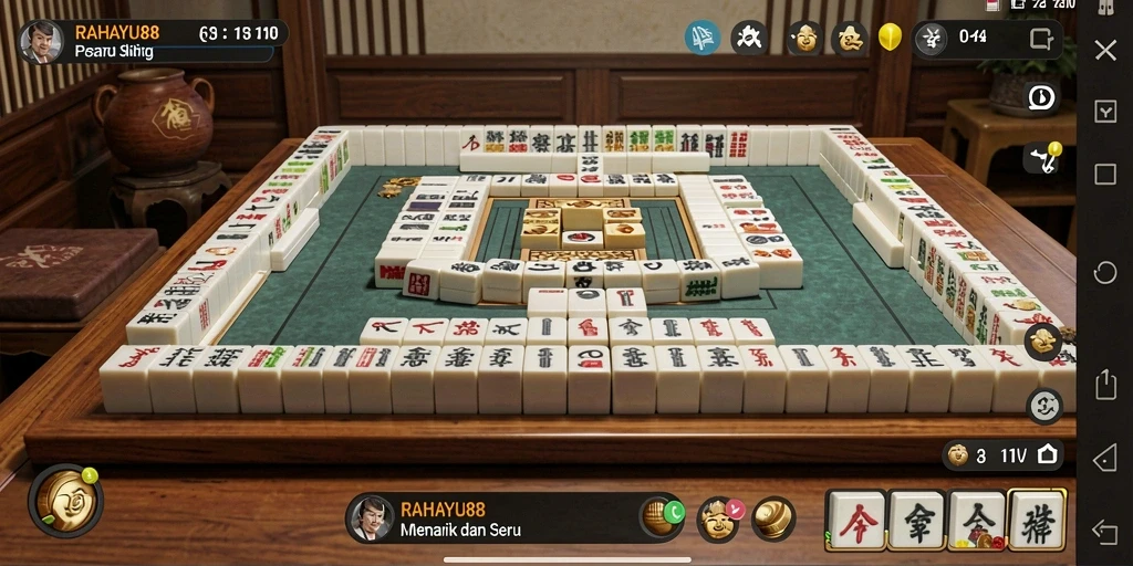 Tampilan gameplay RAHAYU88 yang menggugah semangat bermain Mahjong.