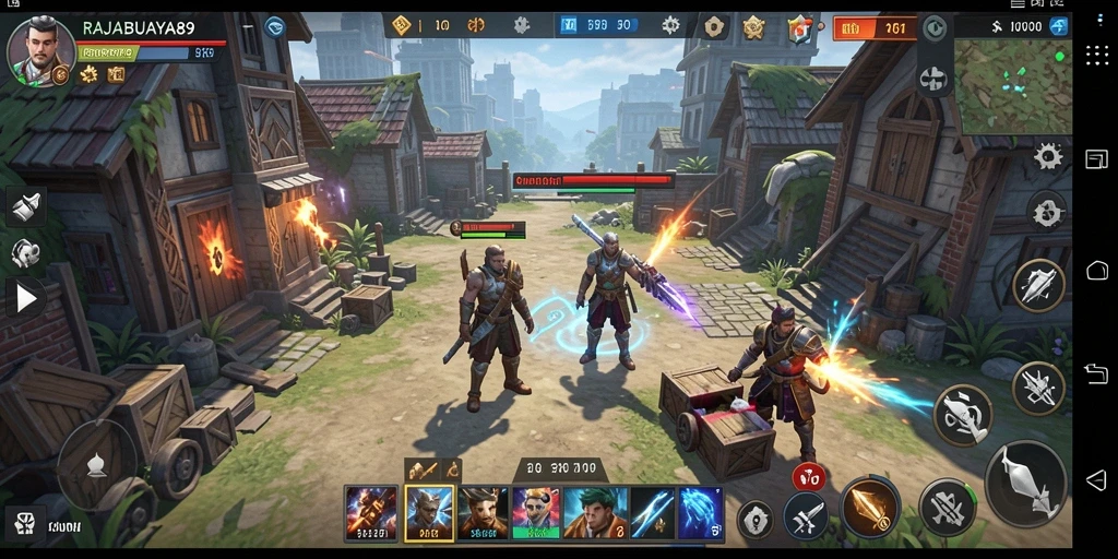 Tangkapan layar gameplay RAJABUAYA89 menampilkan adegan pertempuran yang seru dalam game SLG.