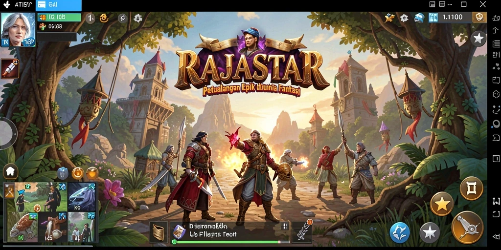 Tampilan gameplay RAJASTAR yang menegangkan dalam dunia fantasi.