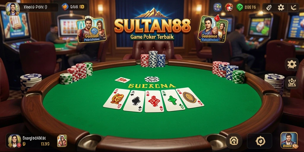 Tampilan gameplay menarik dari SULTAN88 dengan meja poker aktif.