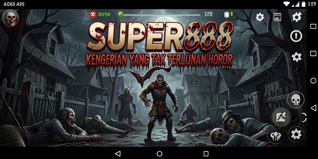 Screenshot gameplay SUPER88 dengan momen menyeramkan yang menegangkan.