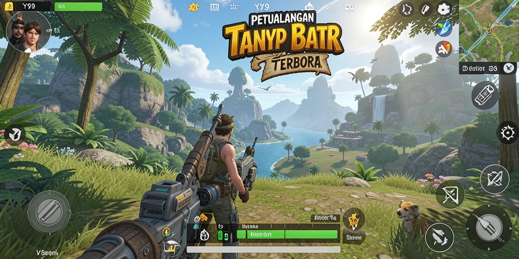 Screenshot utama Y89 menampilkan petualangan dalam dunia terbuka yang luas.